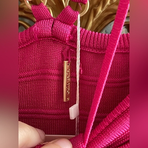 NWT Cult Gaia Elfreda Cut Out Ribbed Sexy MIDI Dress Dragonfruit Pink Fuchsia - Picture 4 of 10